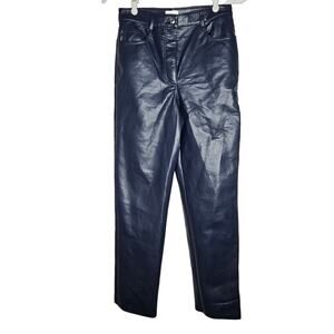 Wilfred 6 Black Faux Vegan Leather Straight Leg Pant Minimalist Biker Goth